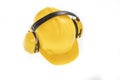 Yellow hard hat for construction workers. Protective clothing and accessories for employees