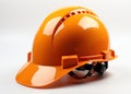 A yellow hard hat on a plain white backdrop, construction and engineering image Royalty Free Stock Photo