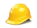 Yellow hard hat, safety helmet on white