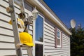 Ladder, Gloves, Hammer And Hard Hat Royalty Free Stock Photo