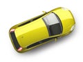 Yellow hatchback car top view Royalty Free Stock Photo