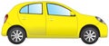 Yellow hatchback family car vector drawing on isolated white background side view Royalty Free Stock Photo