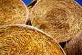 yellow hay bales, close-up view Royalty Free Stock Photo