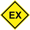 Yellow hazard sign with explosive substances