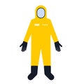 Yellow hazmat suits. Biohazard concept. Vector illustration. Royalty Free Stock Photo