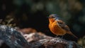 Yellow headed blackbird perching on branch, singing in tranquil forest generated by AI