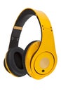 Yellow headphones isolated on a white background.