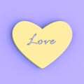 Yellow heart with an inscription. Valentine`s day background.