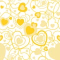 Yellow Heart shape seamless background. Template valentine greeting card