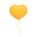 Yellow heart shaped balloon isolated on white background Royalty Free Stock Photo