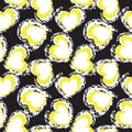 Yellow Heart shaped brush stroke seamless pattern background Royalty Free Stock Photo
