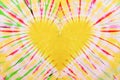 Yellow heart sign tie dye pattern background Royalty Free Stock Photo