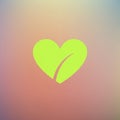 A yellow heart with a stylized leaf design is centered on a soft, gradient background. Royalty Free Stock Photo