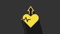 Yellow Heartbeat increase icon isolated on grey background. Increased heart rate. 4K Video motion graphic animation