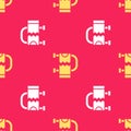 Yellow Heated towel rail icon isolated seamless pattern on red background. Vector Royalty Free Stock Photo