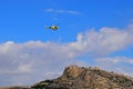 Television Film Crew In Helicopter Over Alicante Castle Royalty Free Stock Photo