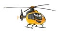 Yellow helicopter isolated on the white background. 3d illustration. Royalty Free Stock Photo