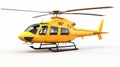 Yellow Helicopter Isolated On White Background