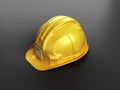 Yellow helmet on a dark background simple construction presentation consept 3d render