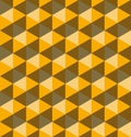 Yellow hexagonal pyramids. Seamless vector pattern background. 3D relief Royalty Free Stock Photo
