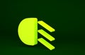 Yellow High beam icon isolated on green background. Car headlight. Minimalism concept. 3d illustration 3D render