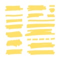 Yellow highlight lines. Japan highlighter marker stripes. Vector hand drawn color shapes Royalty Free Stock Photo