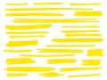 Yellow highlight marker vector brush lines set
