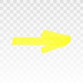 Yellow highlighter arrow isolated on transparent background. Marker pen highlight underline strokes. Vector hand drawn Royalty Free Stock Photo