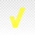 Yellow highlighter check mark isolated on transparent background. Marker pen highlight underline stroke. Vector hand Royalty Free Stock Photo