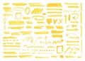 Yellow highlighter elements, acid highlighters marker stripe. Underline element, color text mark. Markers brushes Royalty Free Stock Photo