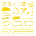 Yellow highlighter elements vector isolated Royalty Free Stock Photo