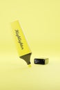 Yellow highlighter isolated on yellow background. 3d illustration Royalty Free Stock Photo