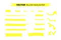 Yellow Highlighter Marker Strokes. Yellow watercolor hand drawn highlight set. Vector stock illustration Royalty Free Stock Photo