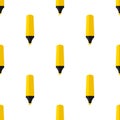 Yellow Highlighter Pen Seamless Pattern