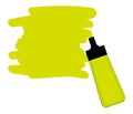 Yellow highlighter pen with yellow area for writing a message. Royalty Free Stock Photo