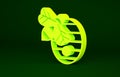 Yellow Hive for bees icon isolated on green background. Beehive symbol. Apiary and beekeeping. Sweet natural food