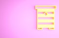 Yellow Hive for bees icon isolated on pink background. Beehive symbol. Apiary and beekeeping. Sweet natural food