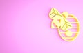 Yellow Hive for bees icon isolated on pink background. Beehive symbol. Apiary and beekeeping. Sweet natural food