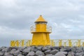Yellow Hofdi lighthouse in Reykjavik, Iceland