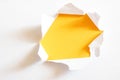Yellow hole in paper Royalty Free Stock Photo