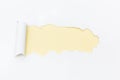 Yellow hole in white paper. Empty space for text Royalty Free Stock Photo