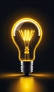 Yellow holographic glowing lightbulb with copy space Royalty Free Stock Photo
