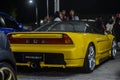 Yellow Honda NSX in night car meet