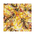 Yellow honey bees in combs. Acrylic painting card for design and print. Hand draw contemporary artwork.