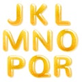 Yellow honey jelly alphabet. Glossy letters