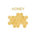 Yellow honeycombs with honey isolated on white background. logo and packaging for beekeeping products. design of honey