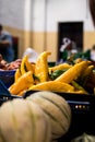 Yellow horned peppers with green petiole