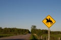 Horse Crossing Sign on a Rural Road Royalty Free Stock Photo