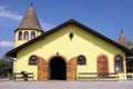 Yellow horse stable on farm