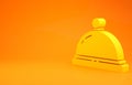 Yellow Hotel service bell icon isolated on orange background. Reception bell. 3d illustration 3D render Royalty Free Stock Photo